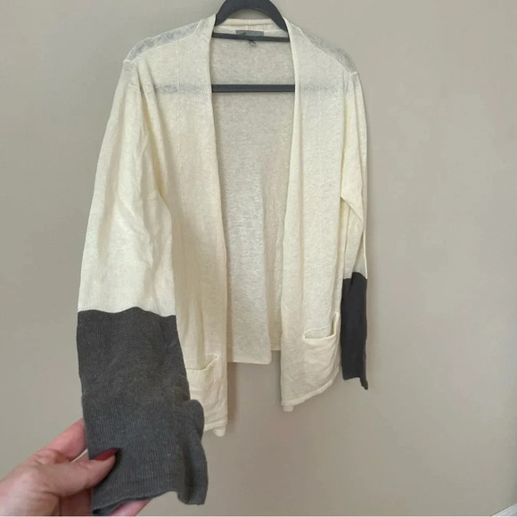 Horny Toad Linen Blend Cream Grey Open Front Cardigan Women’s Size Medium - Picture 2 of 6
